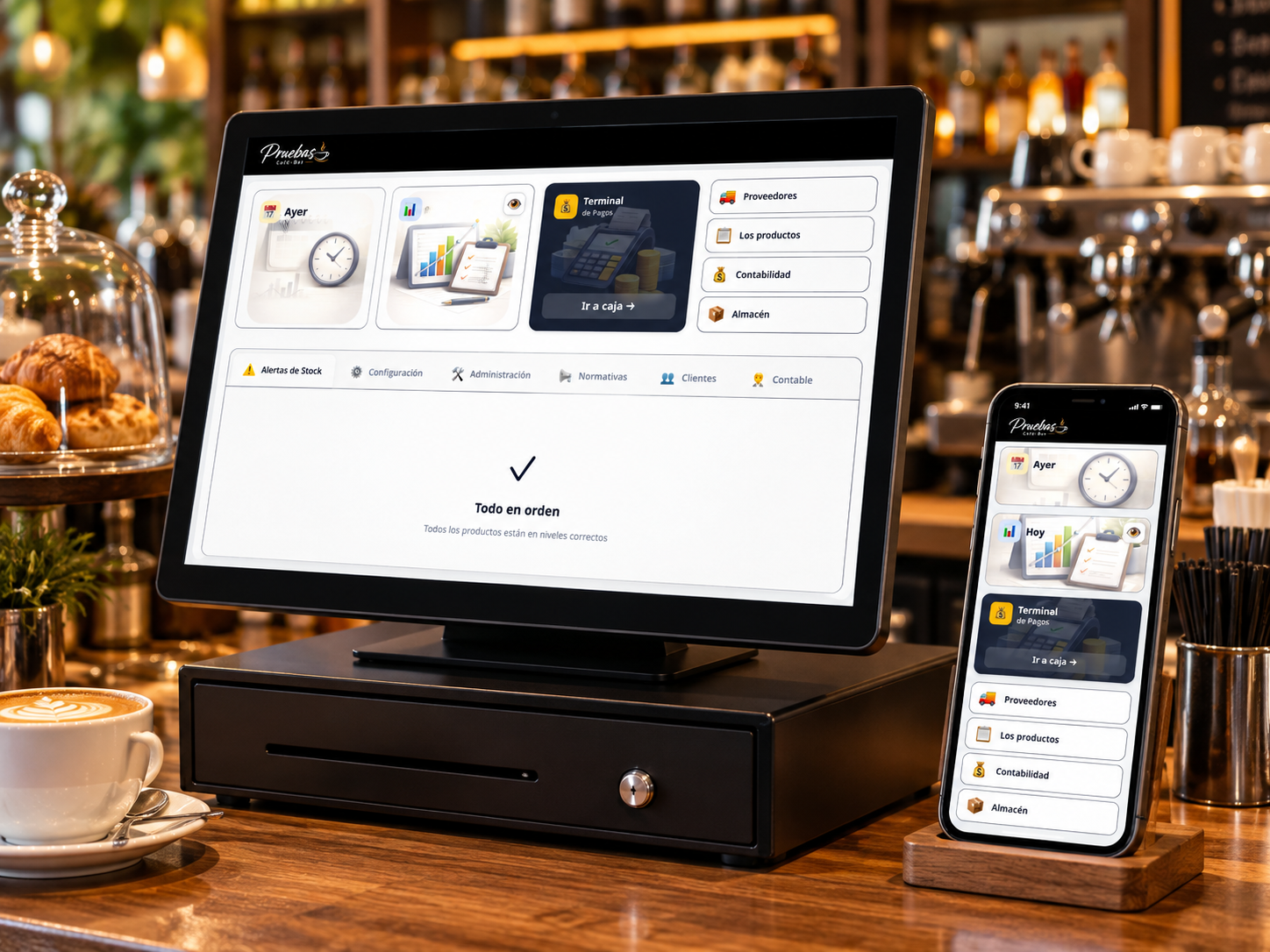 PATPV utilizado en un café bar desde TPV y móvil